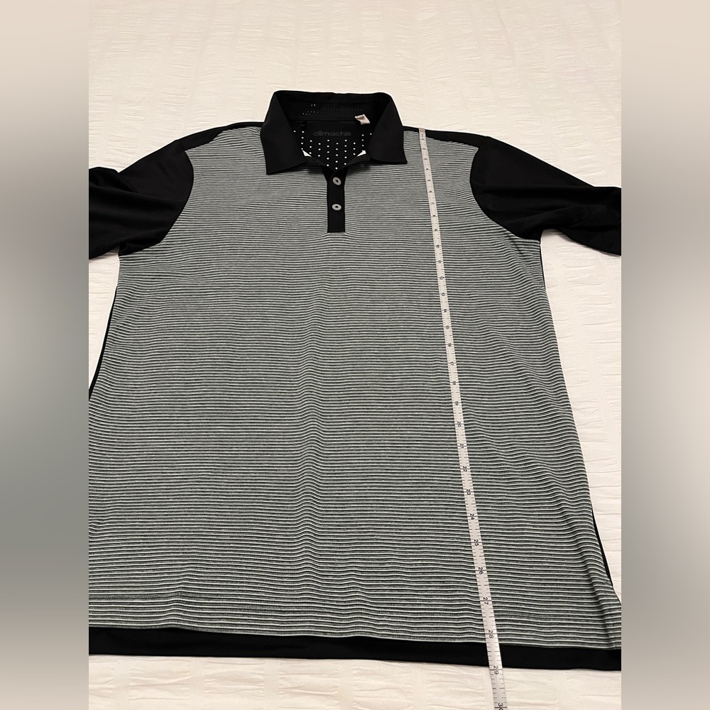 ADIDAS Short Sleeve Polo Striped Shirt Climachill Golf Athleisure Casual Resort - Picture 13 of 14